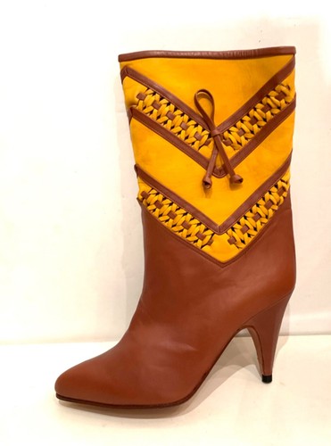 Vintages bottes cuir jaune - vintages,