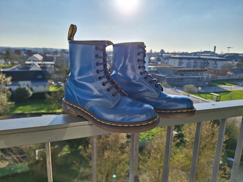 Bottes martens cuir bleu - dr,
